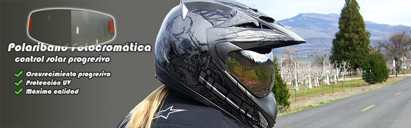 Viseras Fotocromaticas para cascos de motos, antiparras y parasoles.